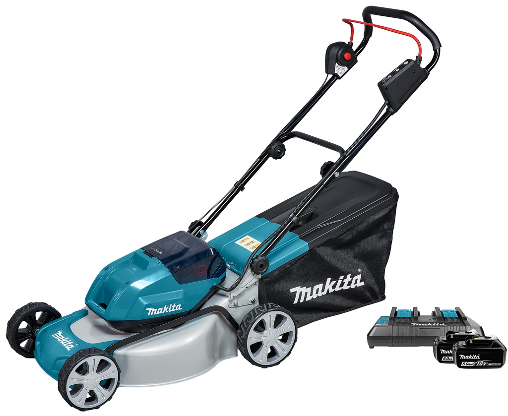 Makita DLM463PT2 Cortacésped sin cable 46 cm 2 x 18 Volt 5.0Ah Li-Ion