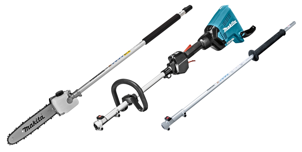 Makita DUX60ZX12 Accu Combi System Mango en D 2 x 18V excl. baterías y cargador + Accesorio para motosierra y Mango alargador