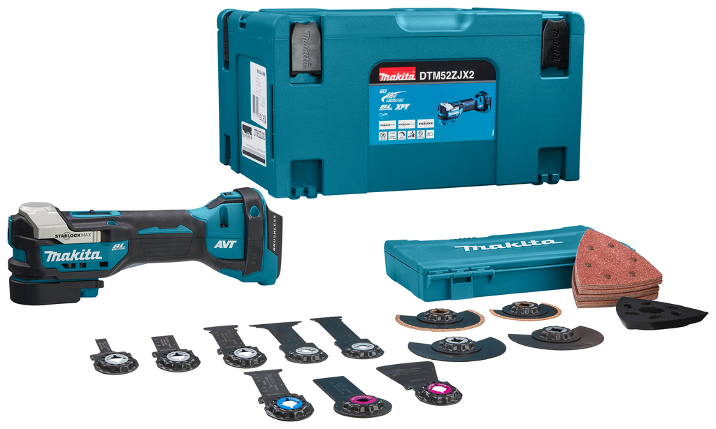 Makita DTM52ZJX2 Multiherramienta Starlock Max 18V + juego de accesorios excl. baterías y cargador en Mbox