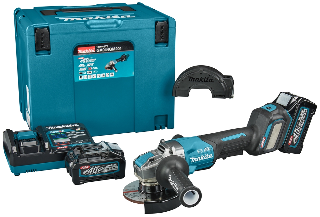 Makita GA044GM201 Amoladora angular 125mm X-Lock con interruptor de seguridad 40V max 4.0Ah Li-ion en Mbox