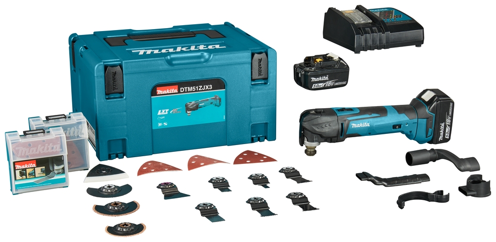 Makita DTM51RTJX3 Multiherramienta 18 Voltios 5,0 AH Li-ion + Juego de accesorios