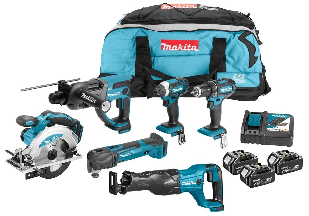 Makita DLX6038T Juego combinado DDF482|DTD152|DHR202|DJR186|DSS610|DTM51 18 V, 5,0 Ah, Li-ion