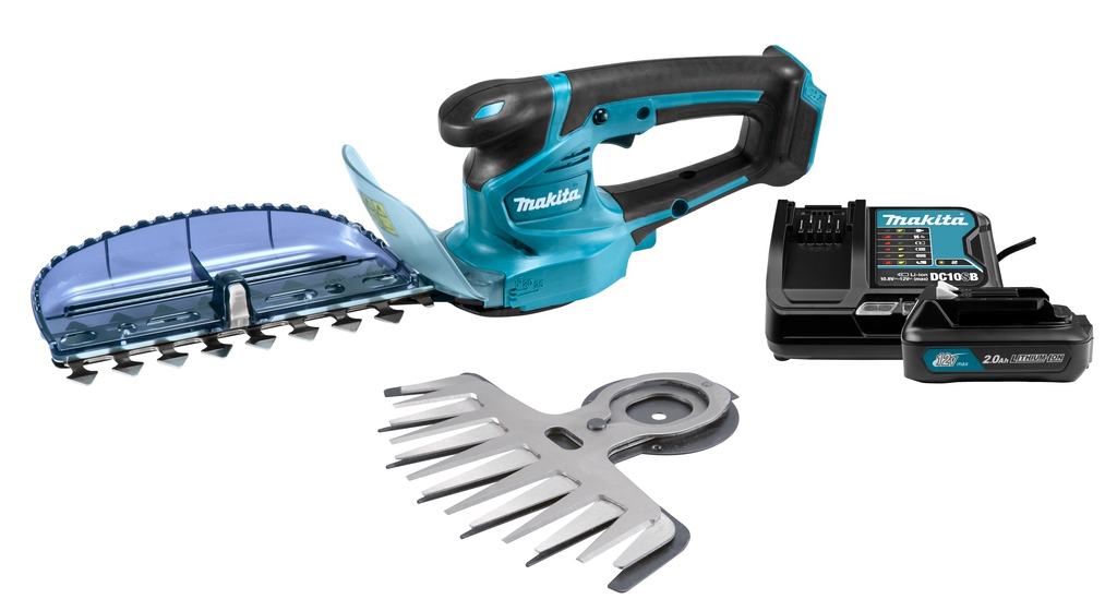 Makita UH201DWAX Cizalla para arbustos 12 voltios 1 x 2,0 AH Li-ion + juego de cuchillas de cizalla para hierba