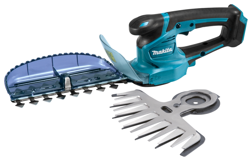 Makita UH201DZX Cizalla para arbustos de 12 voltios, sin baterías ni cargador + juego de cuchillas de cizalla para césped