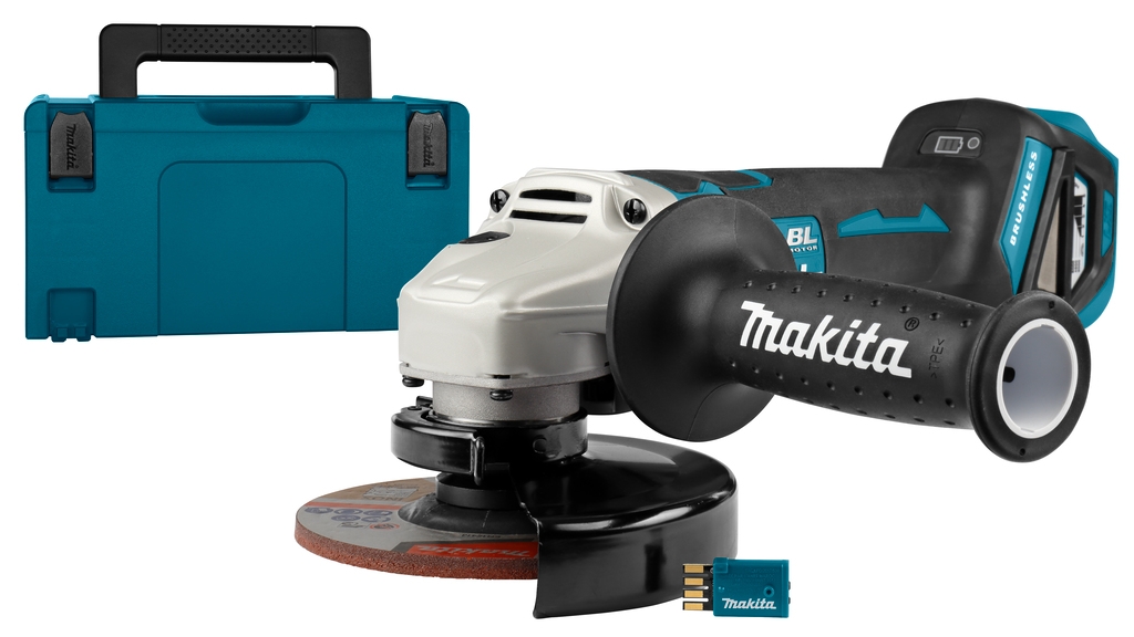 Makita DGA518ZJU Amoladora angular 18V 125 mm (AWS) con freno. en Mbox excl. baterías y cargador