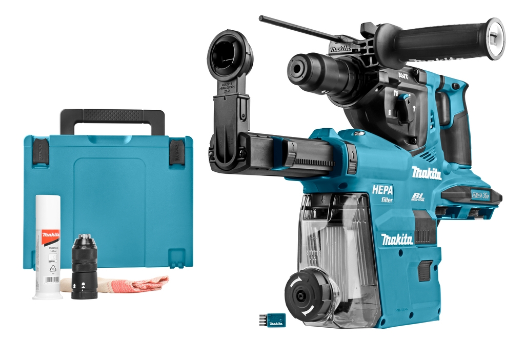 Makita DHR283ZWJU Martillo combinado 2 x 18V con aspiración de polvo y emisor AWS excl. baterías y cargador