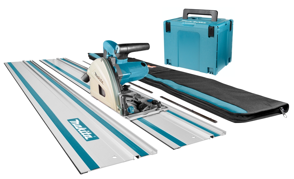 Makita SP6000J1X2 230V Sierra circular 165 mm + 2 x carril + regletas de conexión + bolsa de almacenamiento + hoja de sierra extra