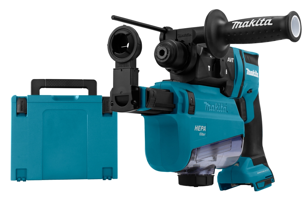 Makita DHR182ZWJU Martillo combinado 18 voltios sin baterías ni cargador + con aspiración de polvo y emisor AWS