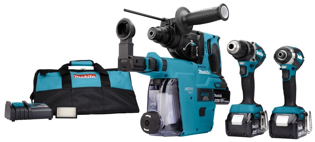 Makita DLX3106TW1 Set combinado DDF484|DTD153|DHR242 18 V, 5,0 Ah, Li-ion, 3 baterías