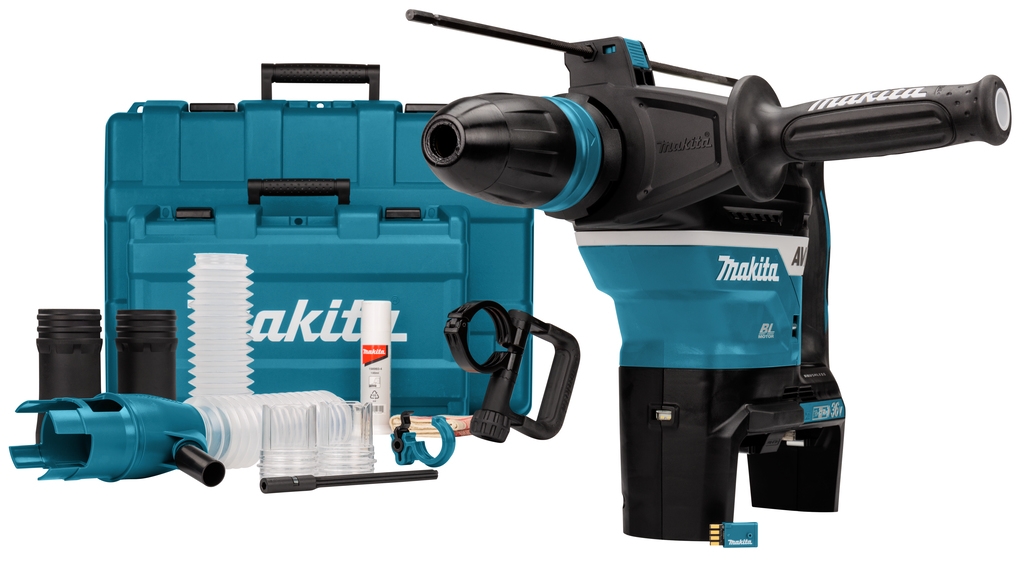 Makita DHR400ZUN1 Martillo combinado 2 x 18V sin baterías ni cargador sds-max con emisor AWS y kit de aspiración