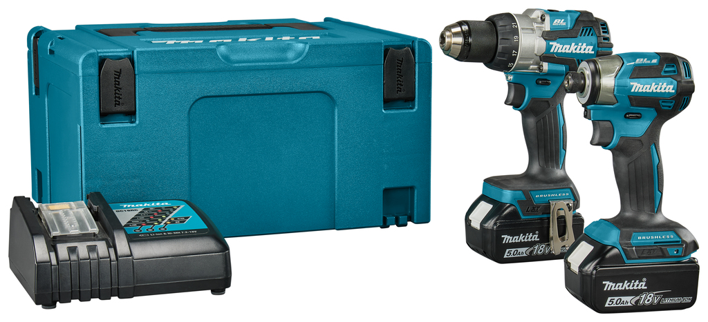 Makita DLX2527TJ Set combinado: taladro atornillador a batería DDF489 + atornillador de impacto a batería DTD173, 18 V, 5,0 Ah, Li-Ion, en Mbox