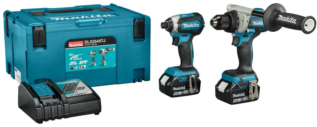 Makita DLX2545TJ LXT 18V Combiset 2 máquinas 2x 5,0 Ah batería y cargador en Mbox
