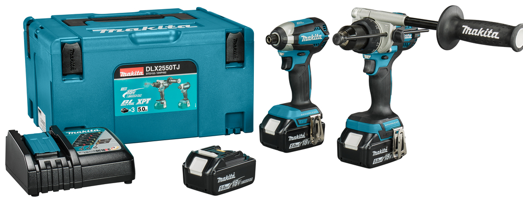 Makita DLX2550TJ LXT 18V Combiset 2 máquinas 3x 5,0 Ah batería y cargador en Mbox