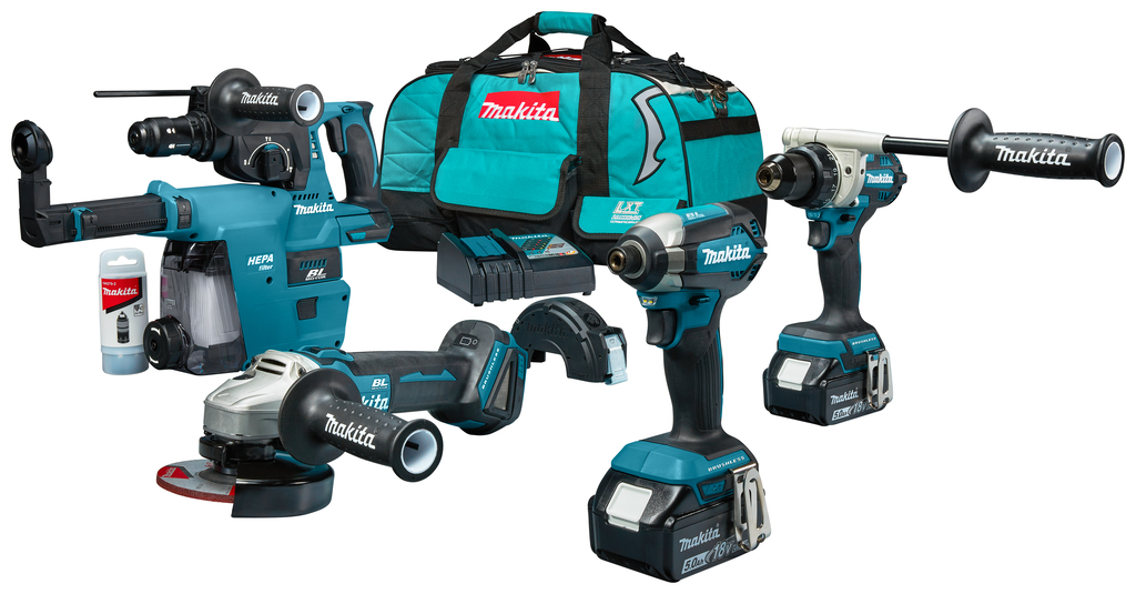 Makita DLX4194TX1 Juego combinado 4 máquinas 18V 2 x 5,0Ah Li-Ion y cargador en bolsa