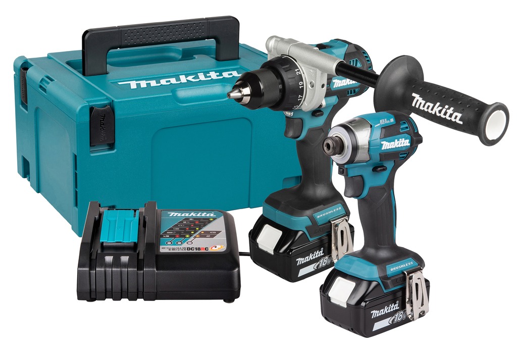 Makita DLX2573TJ LXT 18V Combiset 2-m&aacute;quinas taladro y (impacto) tornillo 2x 18V 5.0Ah bater&iacute;as y cargador r&aacute;pido en Mbox