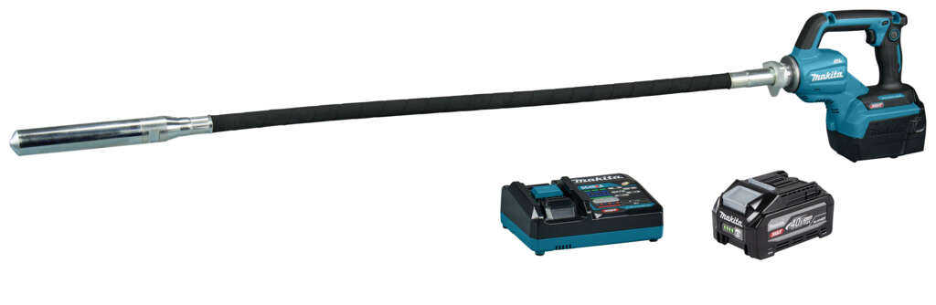 Makita VR004GU101 Vibrador de hormig&oacute;n a bater&iacute;a XGT 40V Max, 1200 mm, con 1 bater&iacute;a de 40 V y 4,0 Ah y un cargador r&aacute;pido en caja