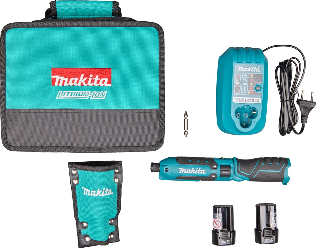 Makita TD023DSX1 Destornillador de percusi&oacute;n de 7,2 V, con 2 bater&iacute;as de 1,5 Ah y cargador, en malet&iacute;n