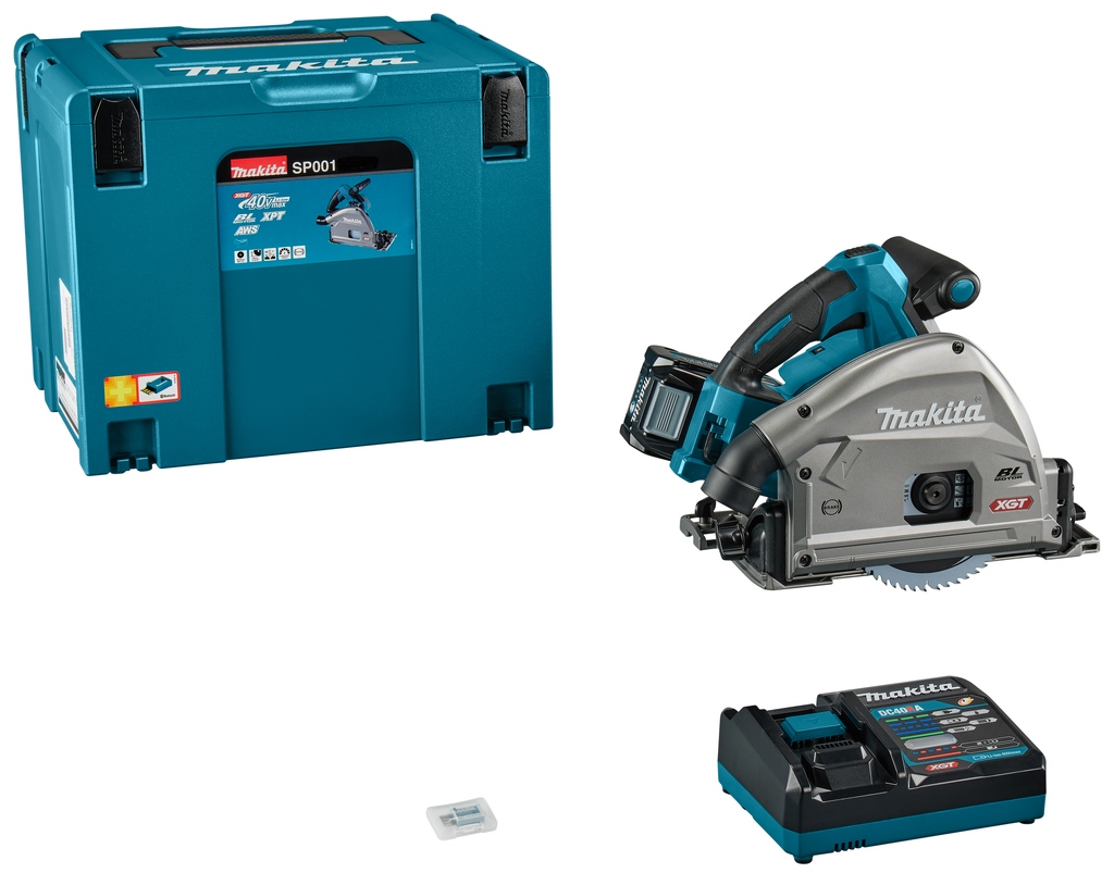 Makita SP001GU101 Sierra circular sin cable XGT 40V Max 165 mm con emisor AWS 1x bater&iacute;a 4,0Ah y cargador r&aacute;pido en malet&iacute;n