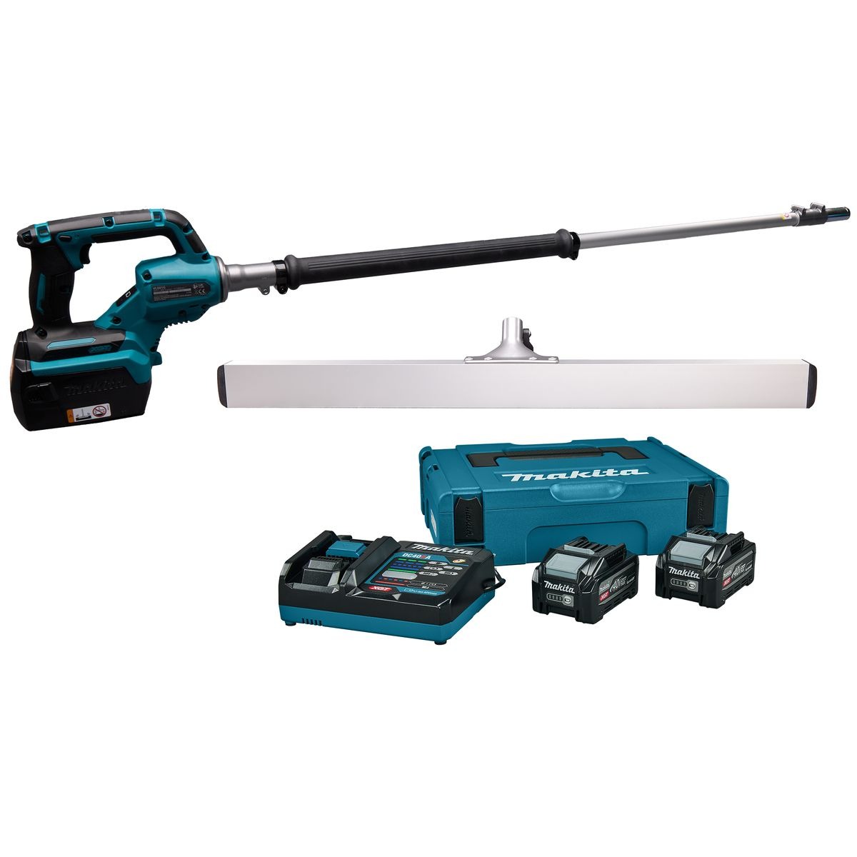 Makita VL001GU201 Alisadora vibratoria a bater&iacute;a XGT 40 V Max de 900 mm, con 2 bater&iacute;as BL4040F de 4,0 Ah, cargador r&aacute;pido y alisadora de acabado en Mbox