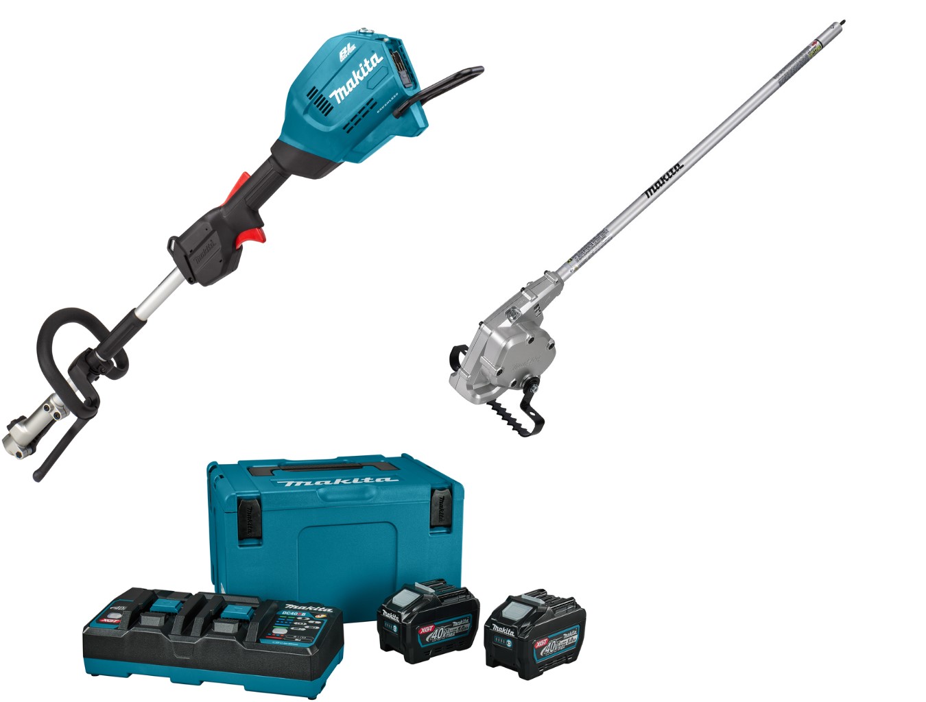 Makita UX01GT2NL1 Accu Combisystem Mango D 40V Max + Accesorio Azada Desbrozadora + Set de Arranque XGT DC40RB Cargador Doble + 2 x Batería BL4050F