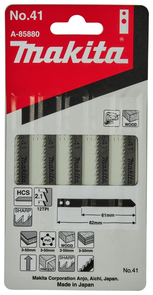 Makita Accesorios A-85880 Hoja de sierra de calar NO41 5 piezas