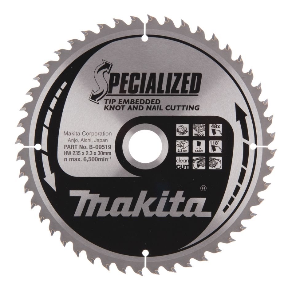 Makita Accesorios B-09519 Hoja de sierra HM Punta E 235 x 30 x 48T