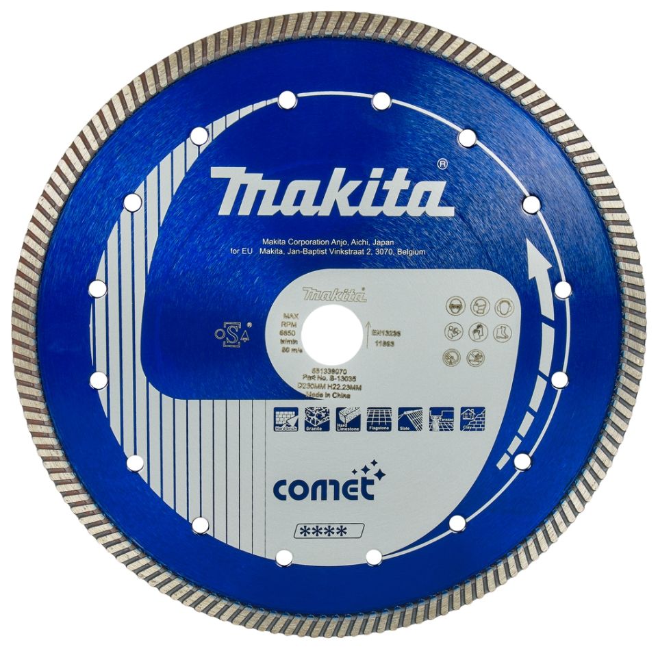 Makita Accesorios B-13035 Rueda de diamante 230 x 22,2 mm Azul Turbo