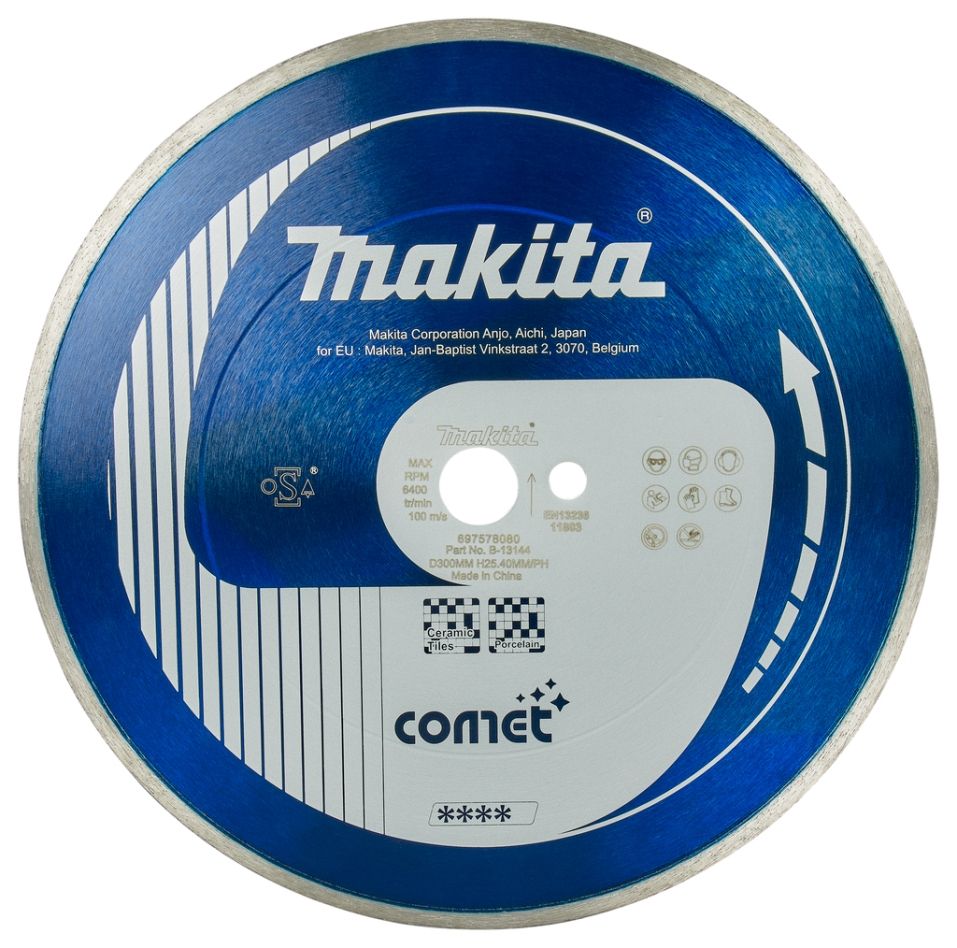 Makita Accesorios B-13144 Disco de diamante 300 x 20mm Banda completa azul