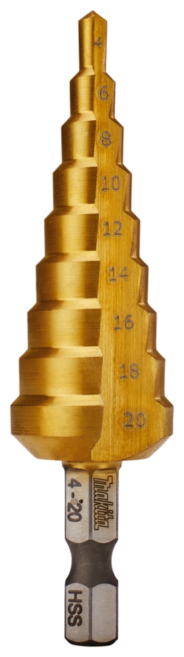 Makita Accesorios D-40129 Broca escalonada HSS-TiN 9 etapas 4-20 mm