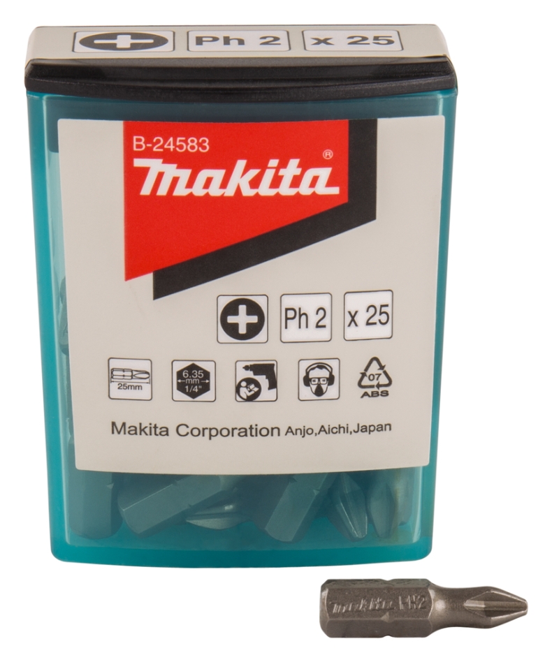 Makita Accesorios B-24583 Punta de tornillo PH2x25mm 25 piezas