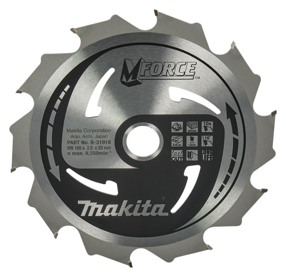 Makita Accesorios B-31918 Hoja de sierra para madera 165 x 20 x 10T
