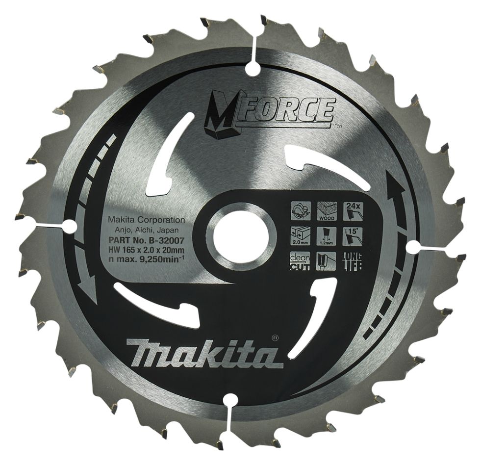 Makita Accesorios B-32007 Hoja de sierra HM Mforce 165 x 20 x 24T