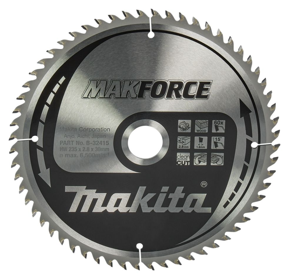 Makita Accesorios B-32415 Hoja de sierra HM para madera 235 x 30/25 x 60T