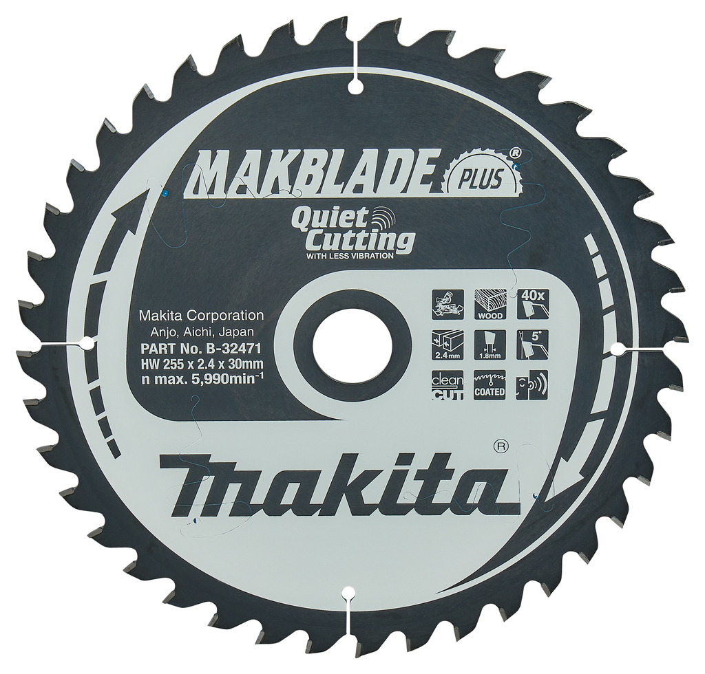 Makita Accesorios B-32471 Disco de corte Madera Makblade-Plus 255x30x2.4 40T 5g