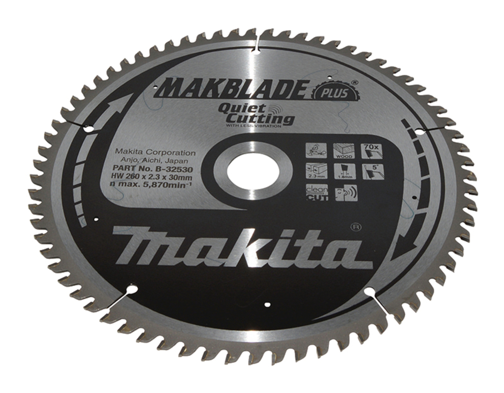 Makita Accesorios B-32530 Disco de corte Madera Makblade-Plus 260x30x2,3 70T 5g