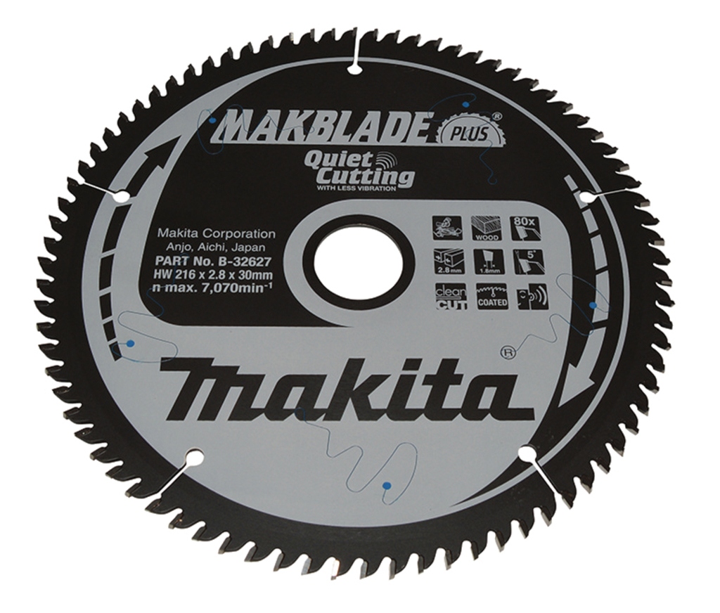 Makita Accesorios B-32627 Makblade-Plus Hoja de sierra circular 216x30x2.8 80T 5g