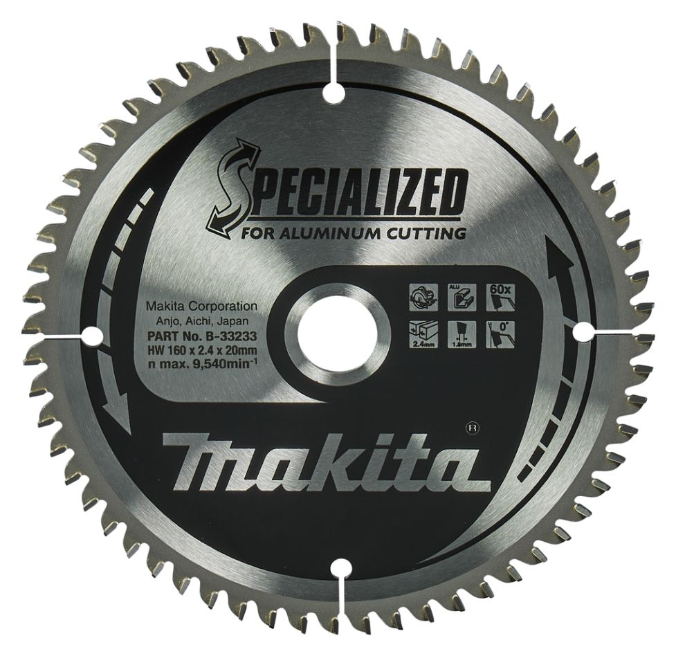 Makita Accesorios B-33233 B-09553 Hoja de sierra HM Spec. Aluminio 160 x 20 x 60T