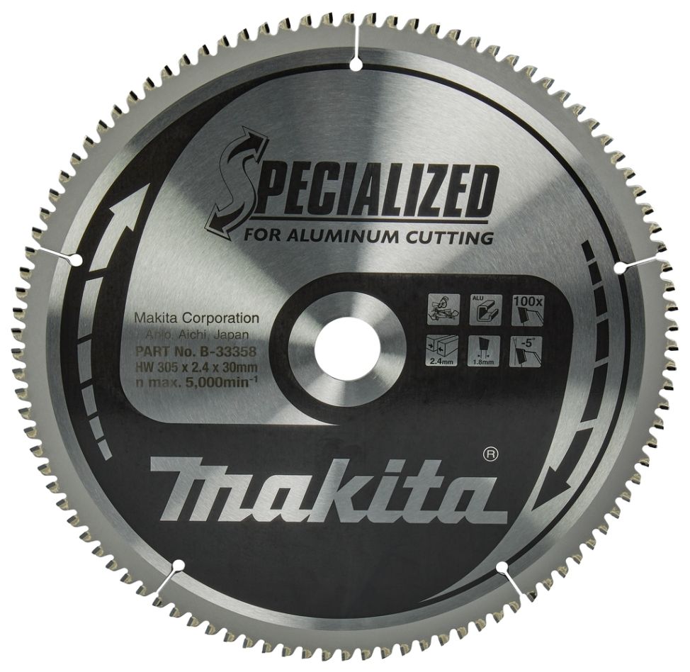 Makita Accesorios B-33358 Hoja de sierra HM Spec. Aluminio 305 x 30 x 100T