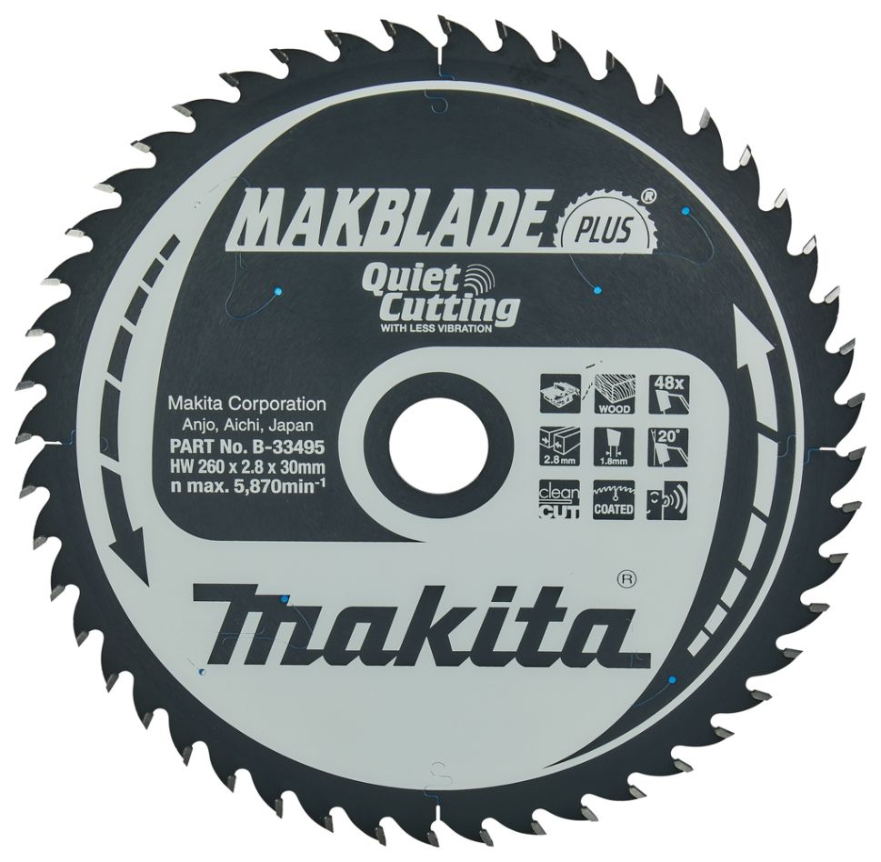 Makita Accesorios B-33495 Makblade-Plus 260x30x2.8 48T 20g