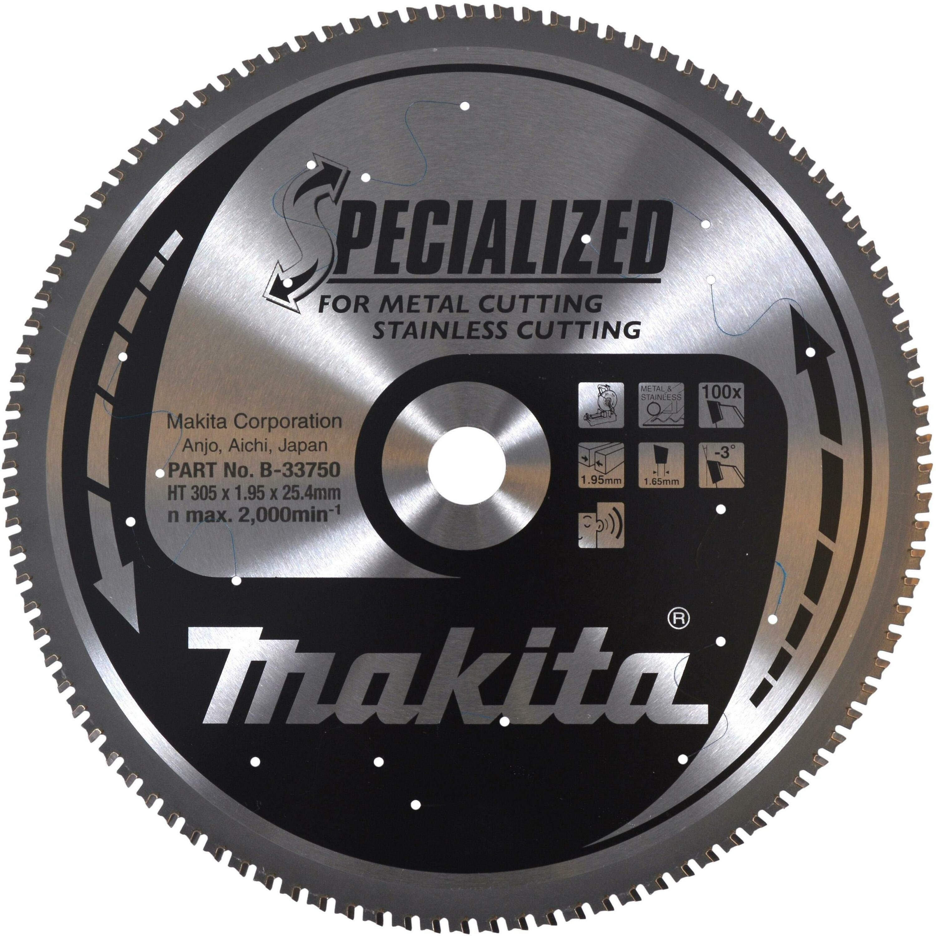 Makita Accesorios B-33750 Hoja de sierra circular HM para metal 305 x 1,9 x 25, 100 dientes