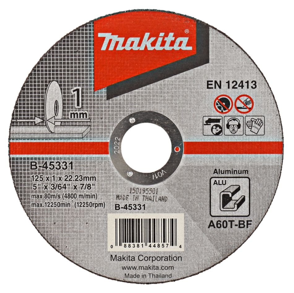 Makita Accesorios B-45331 Disco de corte 125x22,23x1,0mm aluminio 10PC