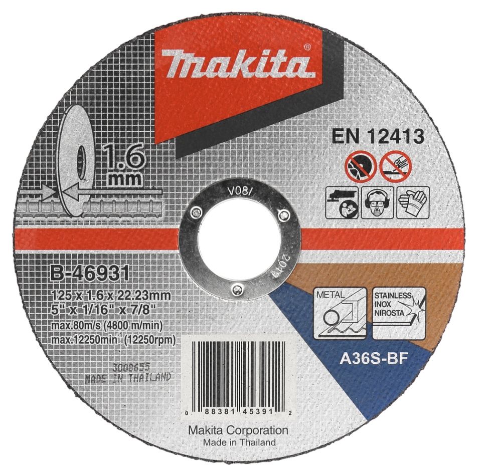 Makita Accesorios B-46931 Disco de corte 125x22,23x1,6mm acero inoxidable