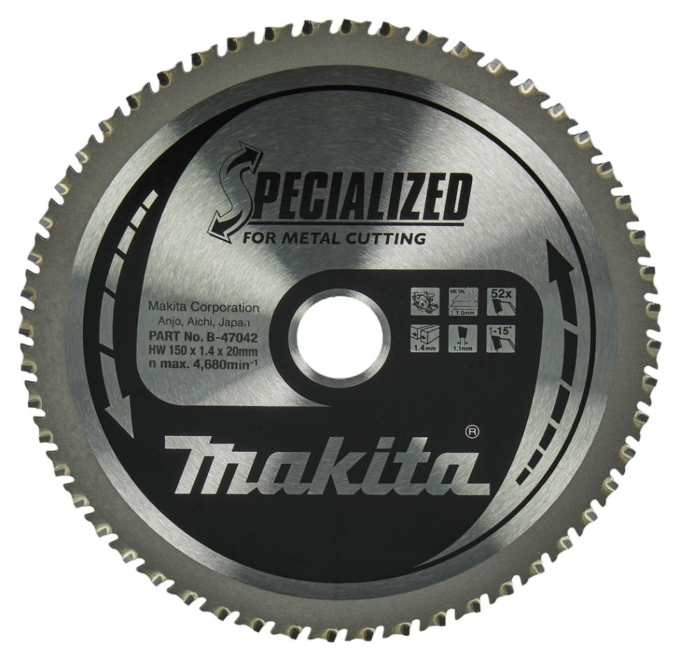 Makita Accesorios B-47042 Hoja de sierra 150x20x52 para chapa fina de 1 mm