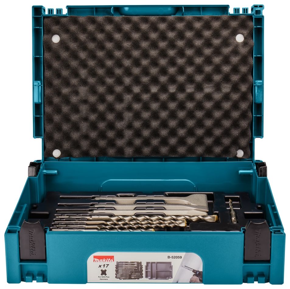 Makita Accesorios B-52059 Juego de brocas y cinceles SDS-PLUS de 17 piezas, en Mbox1