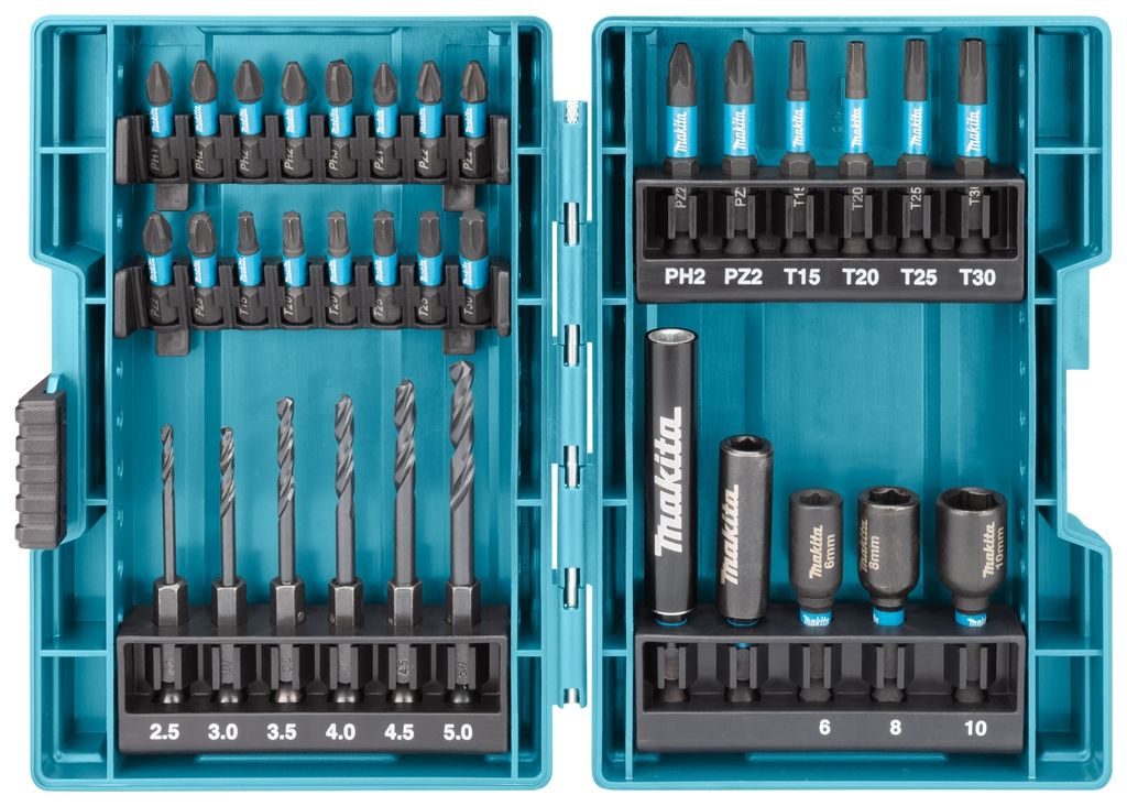 Makita Accesorios B-66896 Juego de brocas para tornillos de impacto 33 piezas X Impact Negro