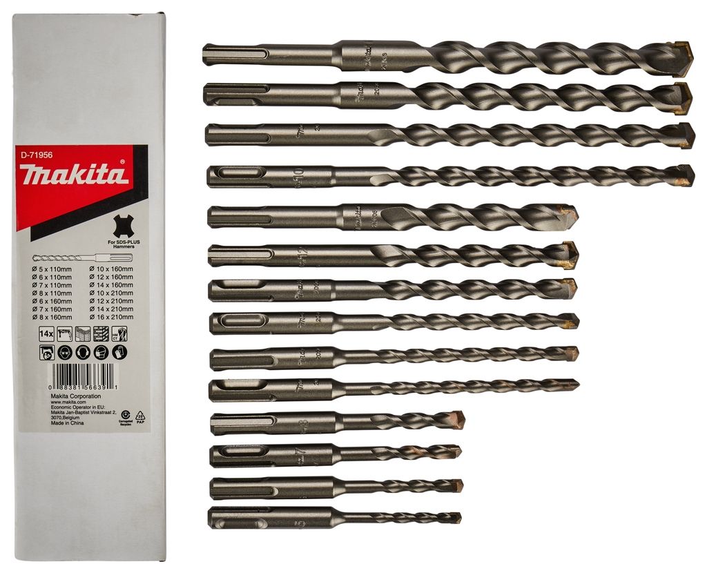 Makita Accesorios D-71956 juego de brocas de 14 piezas SDS-PLUS