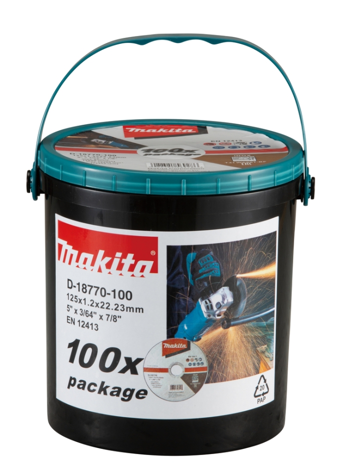 Makita Accesorios D-18770-100 Disco de corte acero inoxidable 125 x 22,23 x 1,2 mm Por 100 piezas