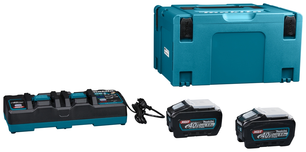 Makita Accesorios 191U13-9 Set de arranque XGT DC40RB Cargador Duo + 2 x Batería BL4050F 40V max 5.0Ah en MBox