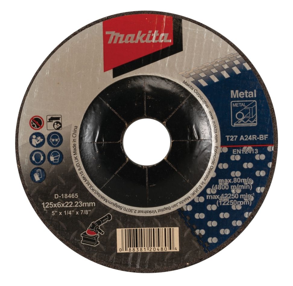 Makita Accesorios D-18465-20 Disco de amolar Acero 125 x 22,23 x 6 mm Por 20 Piezas