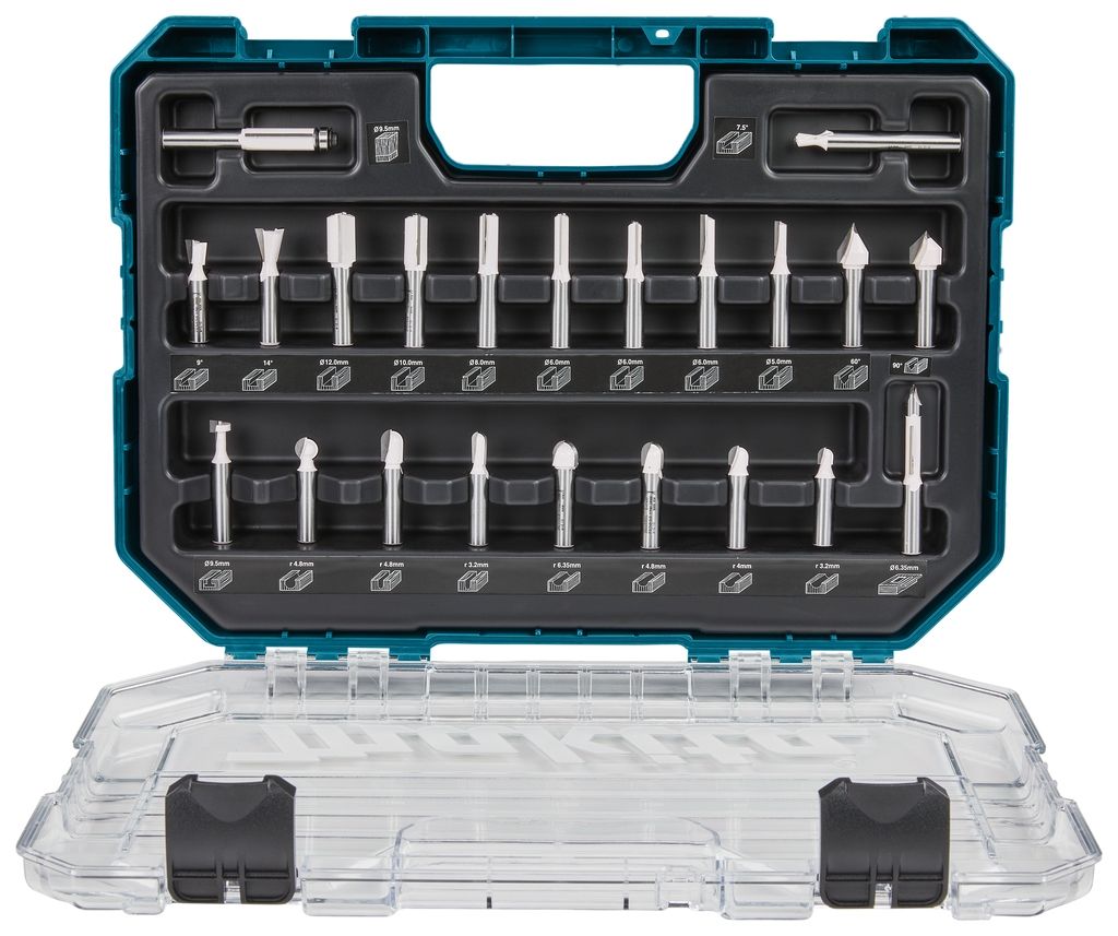 Makita Accesorios D-74784 Juego de fresas 8mm 22 piezas en estuche de plástico
